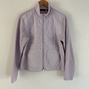 Izod Lavender Hoodie puffer Quilted  size L Jacket Pockets